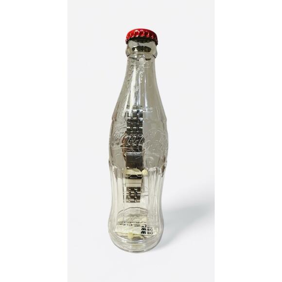2002 Coca-Cola Watch In Clear Plastic Bottle Silver Sealed Collectable Coke NEW - Picture 2 of 4
